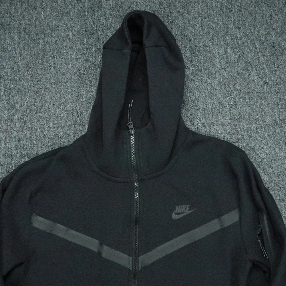 Nike Hoodie Mens Medium Black Tech Fleece Windrunner Full Zip Hooded Athletic